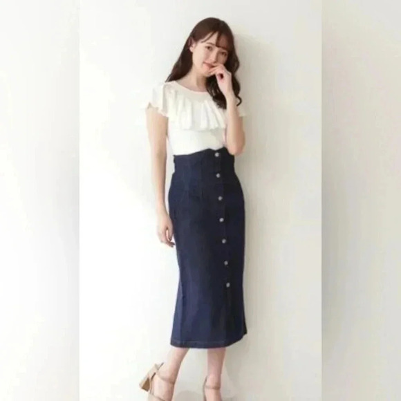*NWT* JILL by JILLSTEWART High Waisted Dark Wash Denim Pencil Skirt Size MEDIUM - Picture 1 of 9